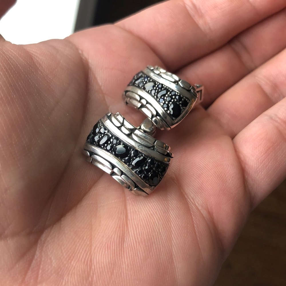 John Hardy Sterling Silver Black Sapphire Cufflink